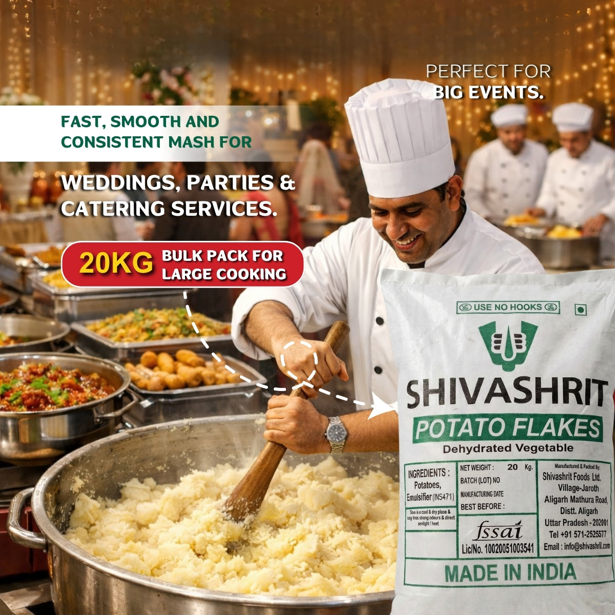 Instant Potato Flakes (Aloo Mash) – 20kg Bulk Pack For Restaurants